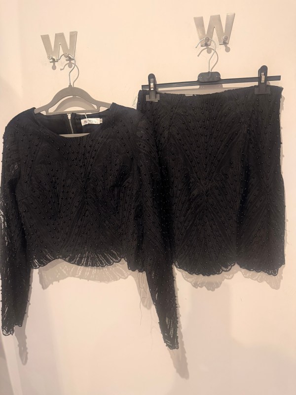 2 piece lace/pearl skirt & top