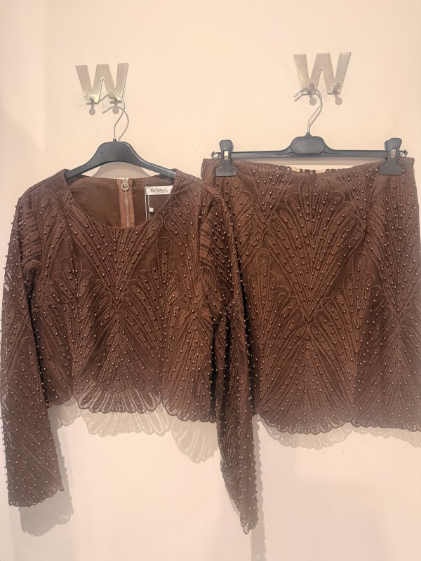 2 piece lace/pearl skirt & top